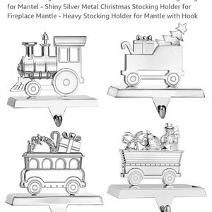Silver Christmas Stocking Holders Set